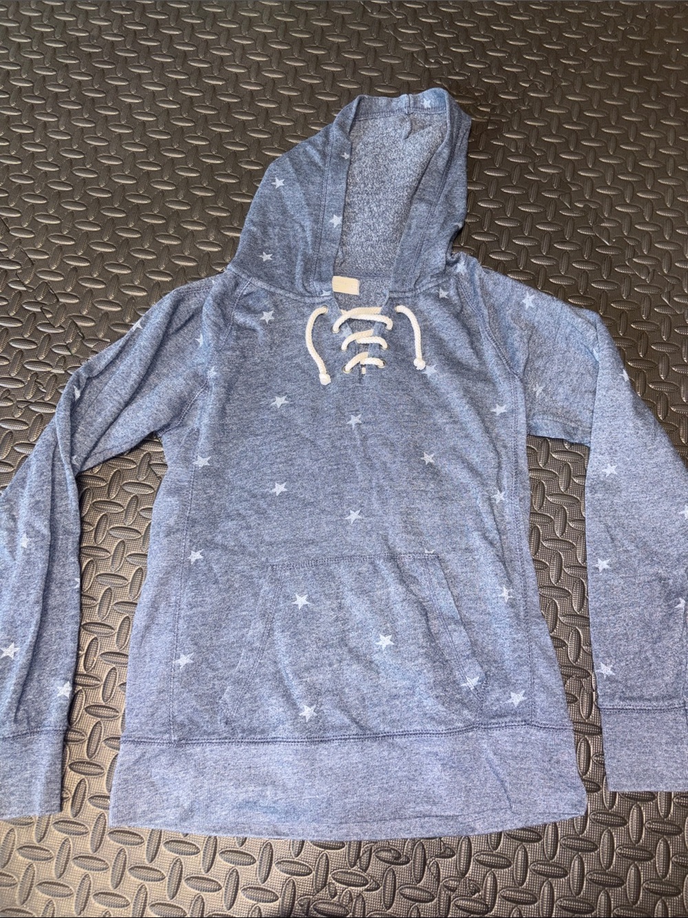 Ocean Drive Women’s Blue Star-Print Lace-Up Hoodie Sweatshirt